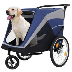 2-in-1 Bike Trailer & Push Cart for Pets - Detachable Bike Hitch & Push Handle Included - Quick Release Wheel, Internal Leash